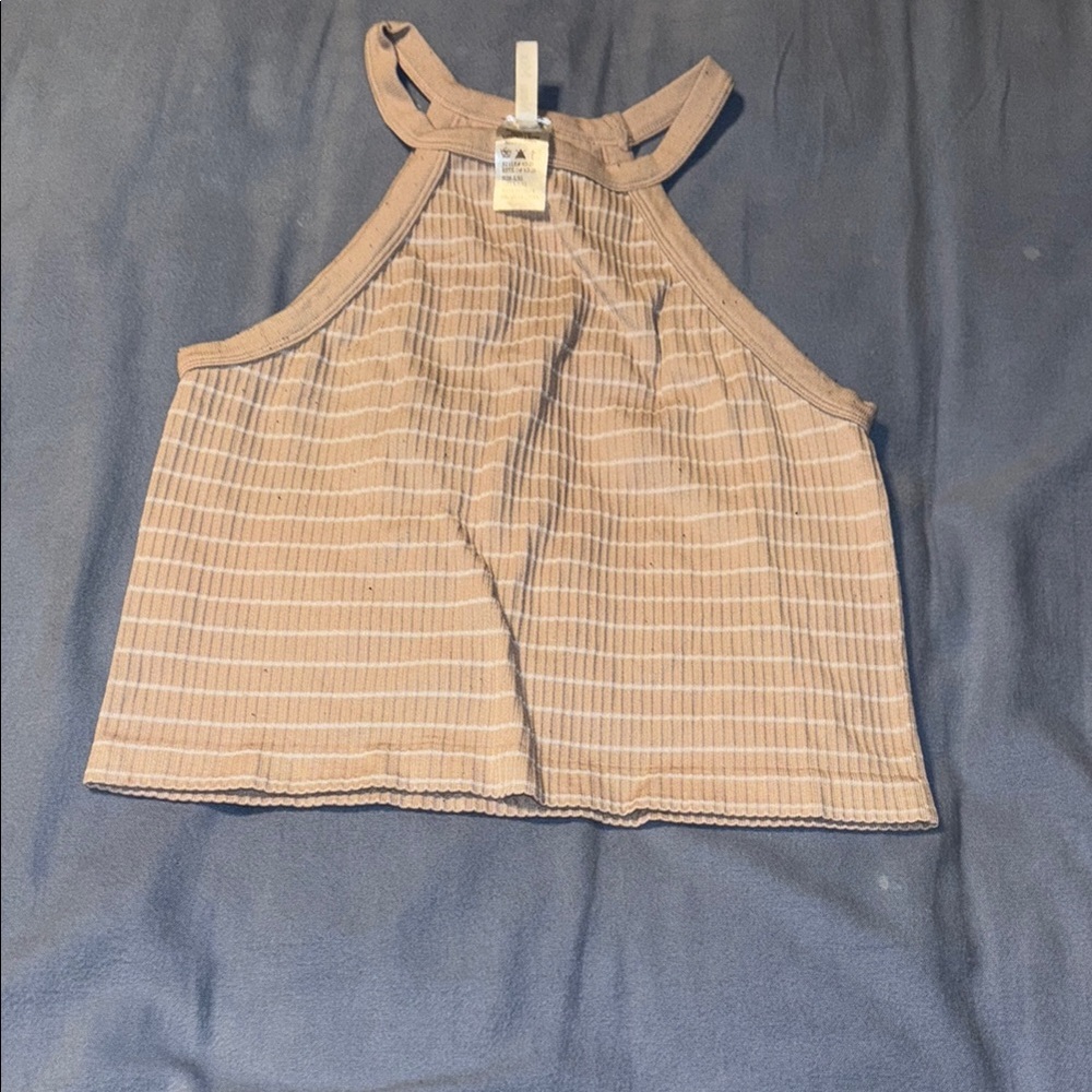 Striped Tan Halter Top